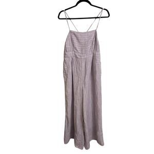 Anthropologie Jumpsuit Womens 10 Purple Pink Nantucket Wide Leg Linen Elevenses